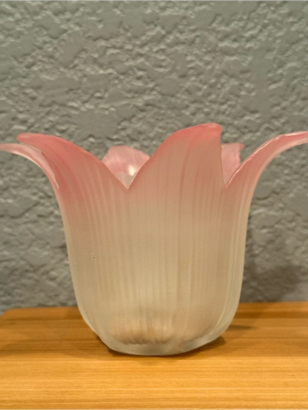PartyLite Pink and White Frosted Glass Tulip Votive Holder - Picture 2 of 5